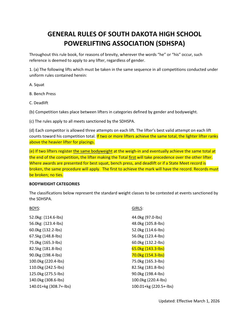 SDHSPA rulebook page 1; accessible text follows