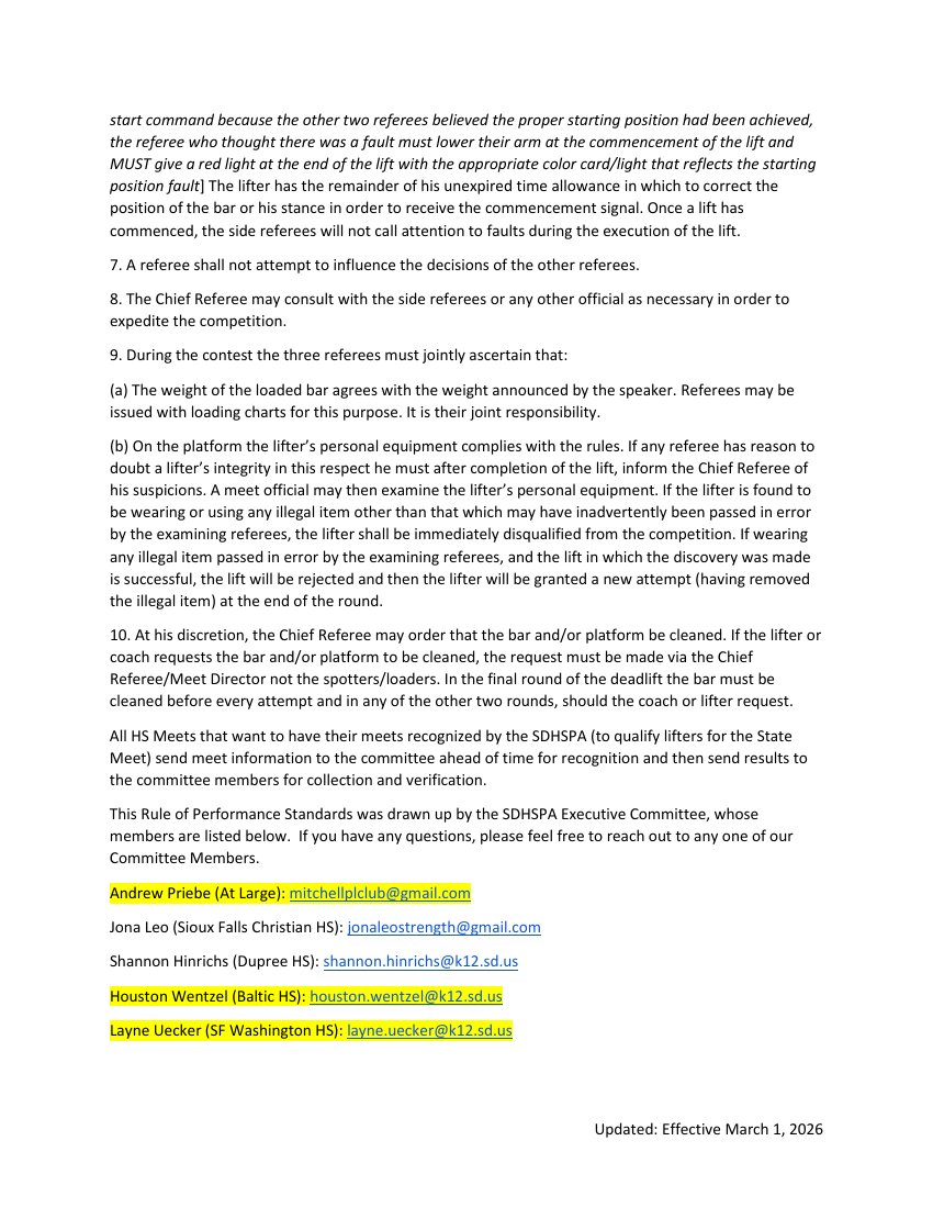 SDHSPA rulebook page 13; accessible text follows
